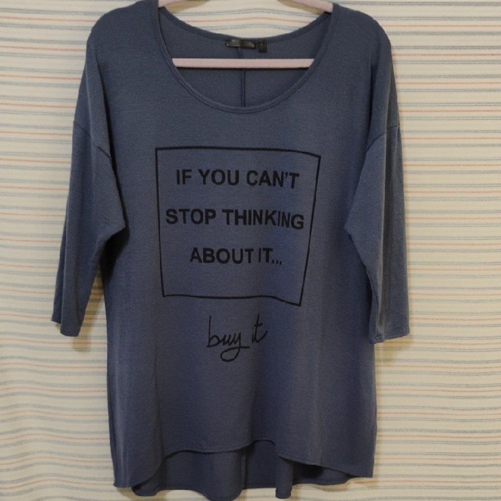 Women's Blue Graphic Top  XL